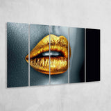 Gold Lipstick, Multi Panels, 5 Pieces B, Canvas Prints Wall Art Home Decor,X Large Canvas
