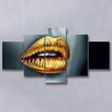 Gold Lipstick, Multi Panels, 5 Pieces, Canvas Prints Wall Art Home Decor