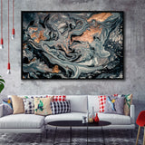 Gold Marble Gray Framed Canvas Prints Wall Art Decor, Framed Picture, Floating Frame