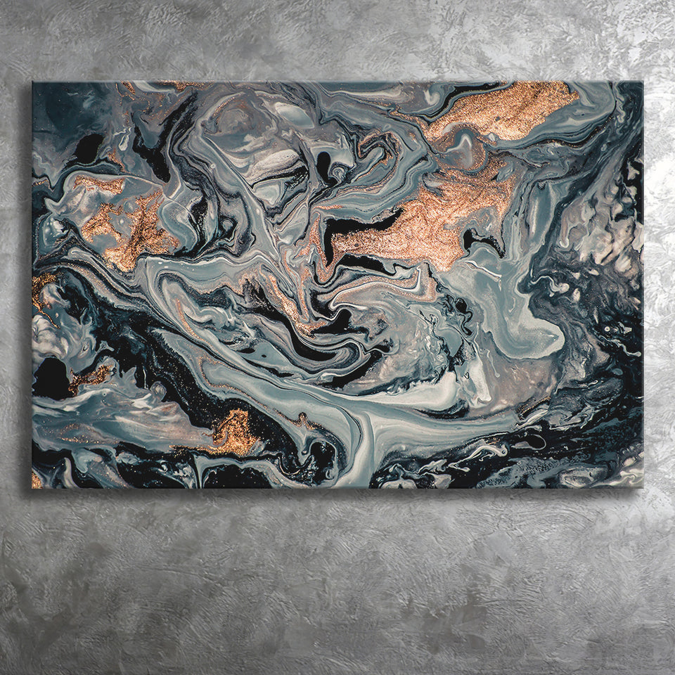 Gold Marble Gray Canvas Prints Wall Art Decor - Painting Canvas,Home Decor, Ready to Hang