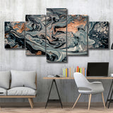 Gold Marble Gray 5 Piece Canvas Prints Wall Art Decor, Multi Panels, Mixed Canvas