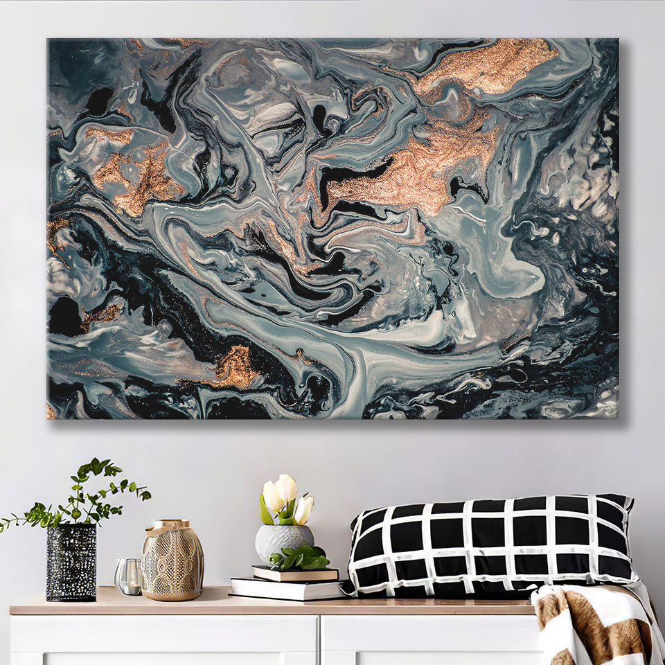 Gold Marble Gray Canvas Prints Wall Art Decor - Painting Canvas,Home Decor, Ready to Hang