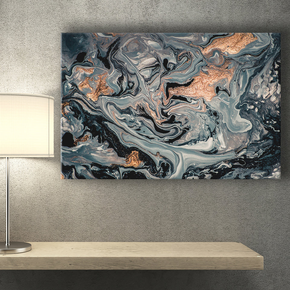 Gold Marble Gray Canvas Prints Wall Art Decor - Painting Canvas,Home Decor, Ready to Hang