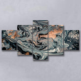 Gold Marble Gray 5 Piece Canvas Prints Wall Art Decor, Multi Panels, Mixed Canvas