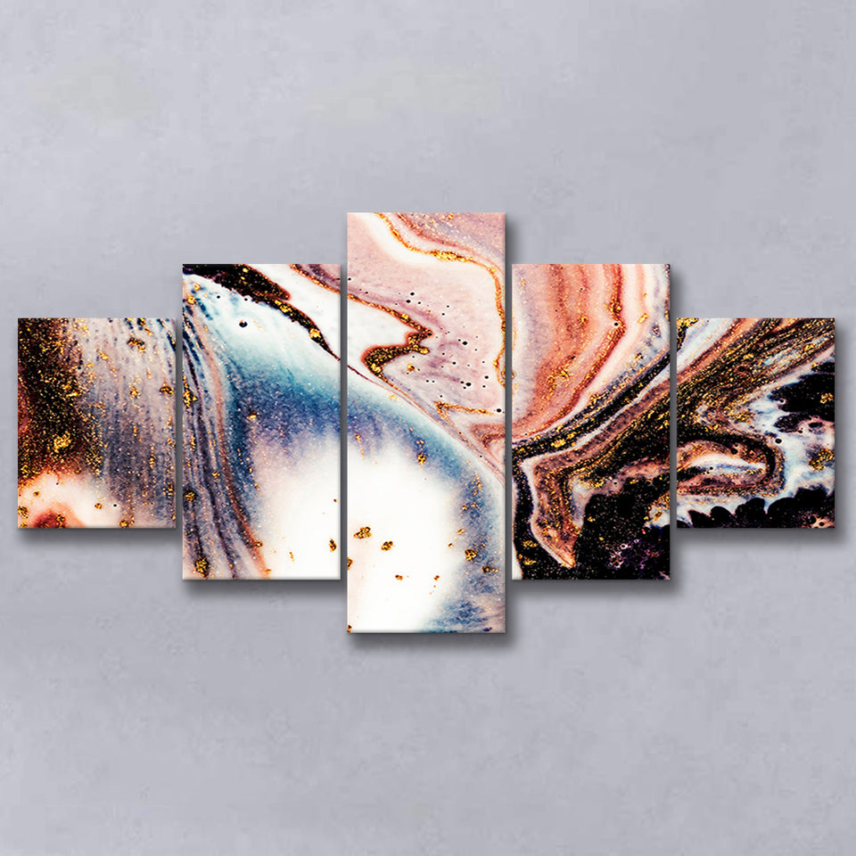 Gold Marble 5 Piece Canvas Prints Wall Art Decor, Multi Panels, Mixed Canvas