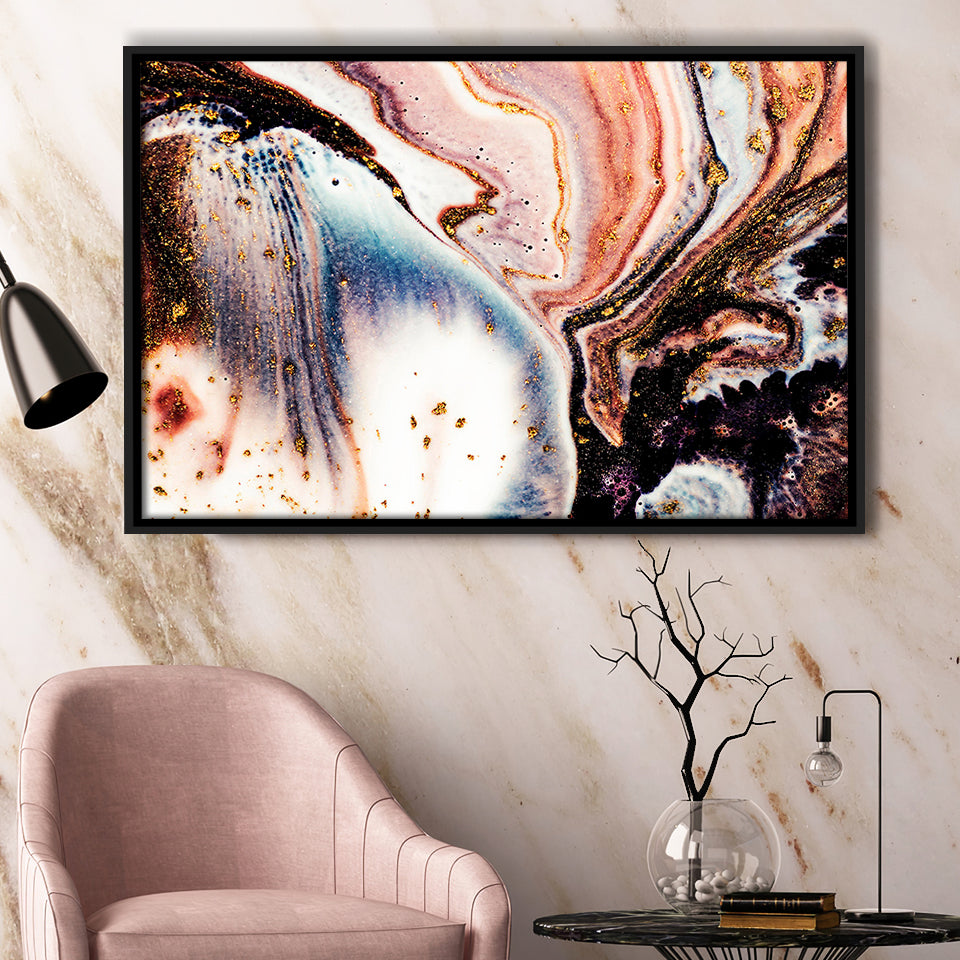 Gold Marble Framed Canvas Prints Wall Art Decor, Framed Picture, Floating Frame