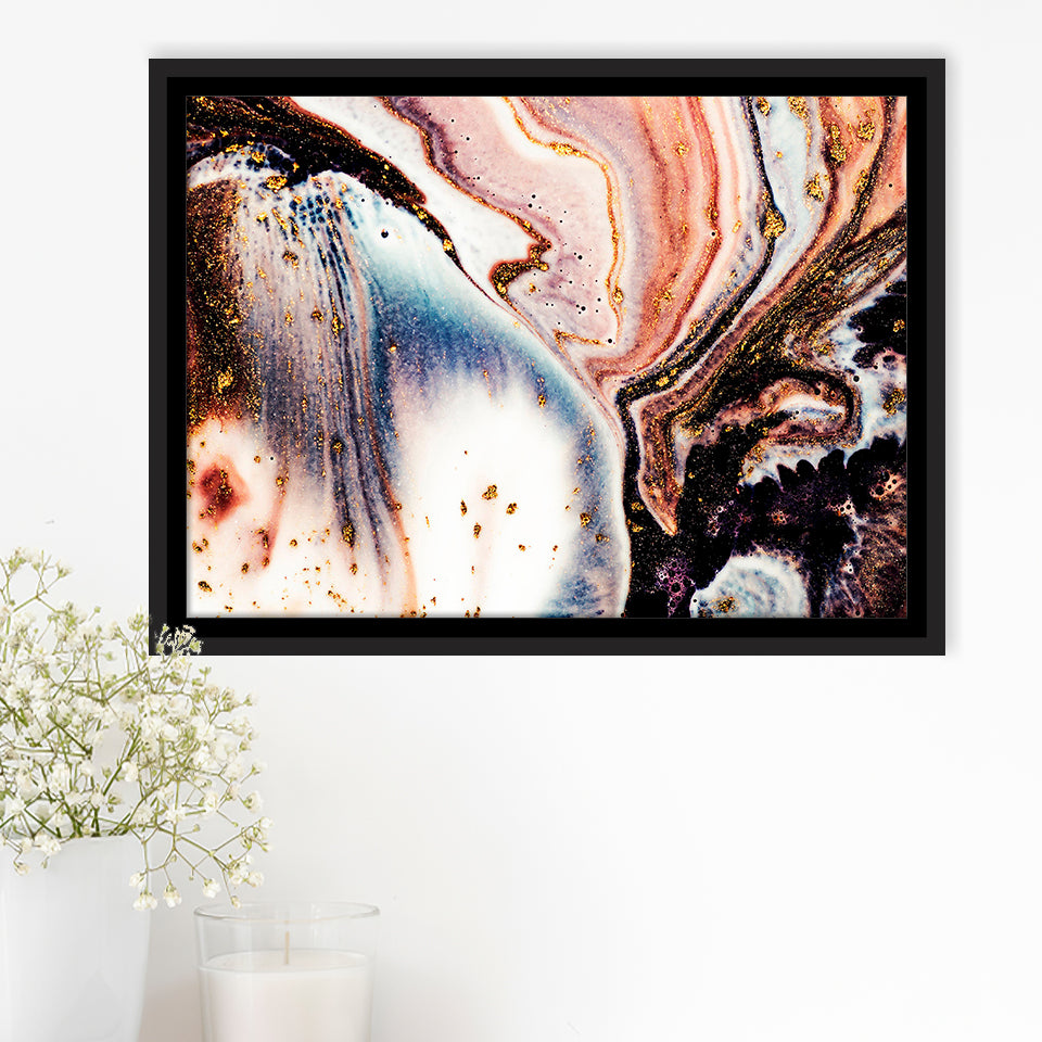 Gold Marble Framed Canvas Prints Wall Art Decor, Framed Picture, Floating Frame