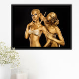Gold Women Painting, Golden Girls Art Framed Canvas Prints Wall Art Home Decor,Floating Frame
