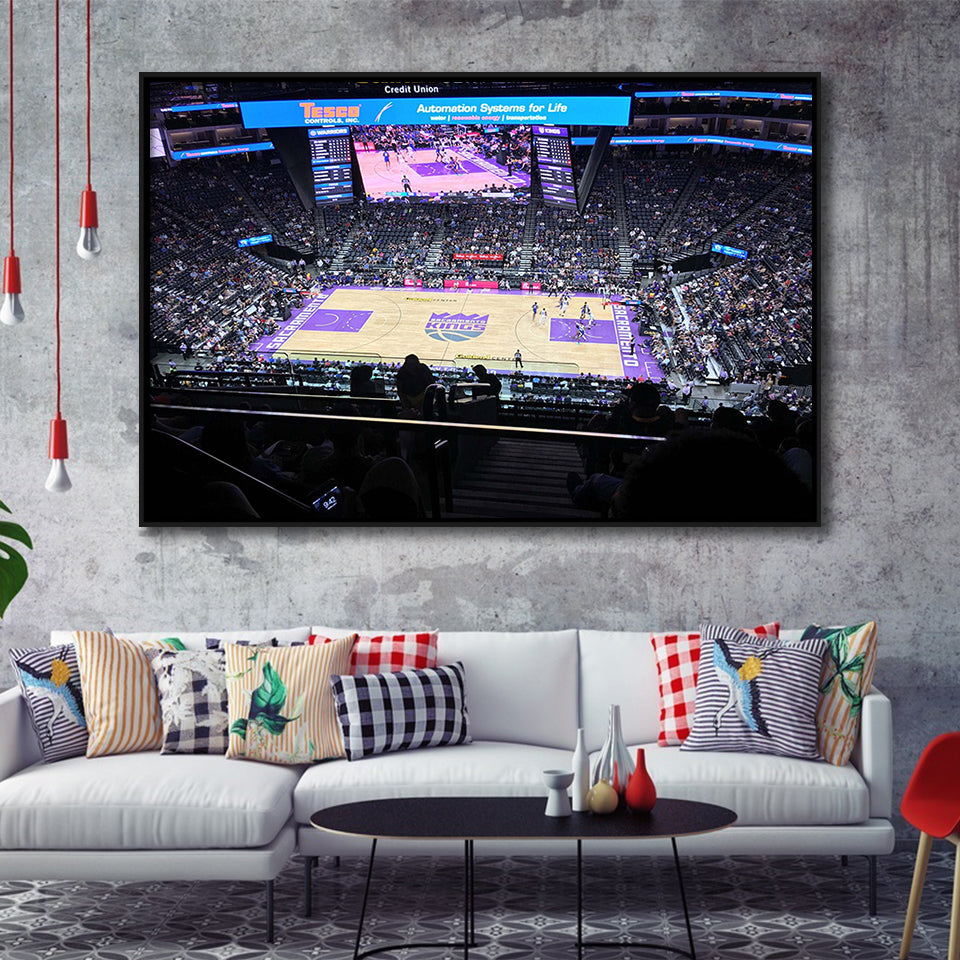 Golden 1 Center Stadium Framed Canvas Prints Sacramento Kings Wall Art,Sport Stadium Art Prints, Fan Gift