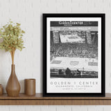 Golden 1 Center Sacramento Kings Basketball Lovers Black And White Art Framed Canvas Prints Wall Art Home Decor, Floating Frame