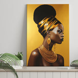 Golden African Woman Afrocentric Wall, Painting Art, Canvas Prints Wall Art Home Decor