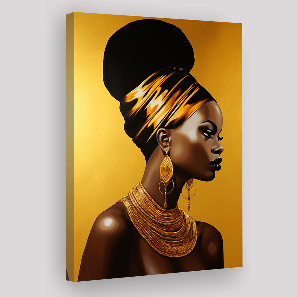 Golden African Woman Afrocentric Wall, Painting Art, Canvas Prints Wall Art Home Decor