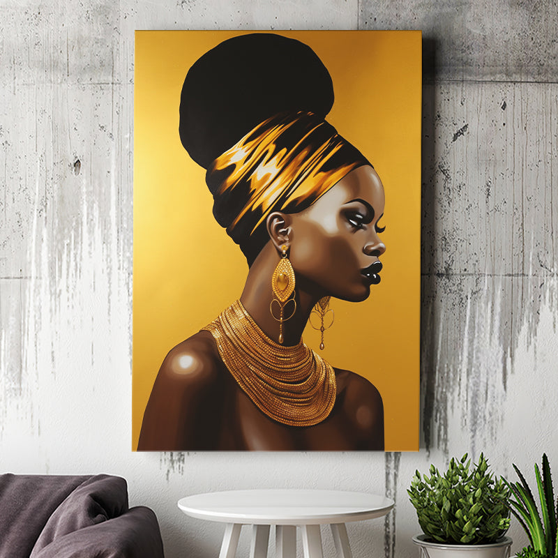 Golden African Woman Afrocentric Wall, Painting Art, Canvas Prints Wall Art Home Decor