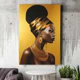 Golden African Woman Afrocentric Wall, Painting Art, Canvas Prints Wall Art Home Decor