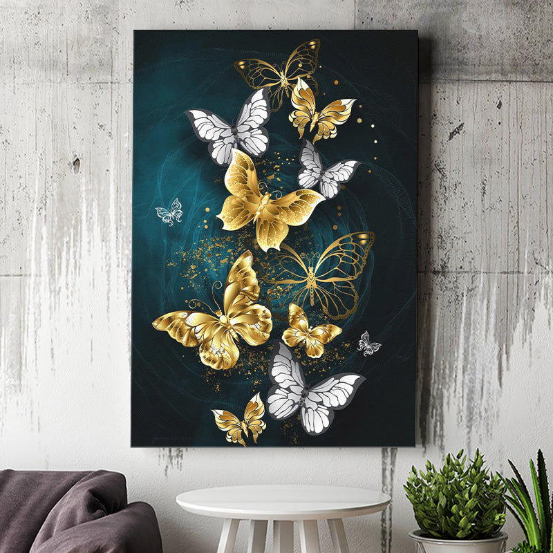 Golden Butterfly Canvas, Butterflies Canvas Painting Canvas Prints Wal –  UnixCanvas