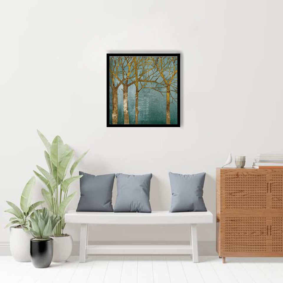 Golden Day Turquoise-Forest art, Art print, Plexiglass Cover