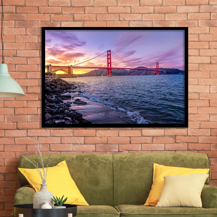 Golden Gate Bridge San Francisco Bay, Framed Art Prints Wall Art Home Decor, Ready to Hang