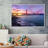 Golden Gate Bridge San Francisco Bay, Framed Canvas Prints Wall Art Home Decor,Floating Frame, Ready to Hang