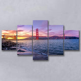 Golden Gate Bridge San Francisco Bay, Multi Panels, 5 Pieces, Canvas Prints Wall Art Home Decor
