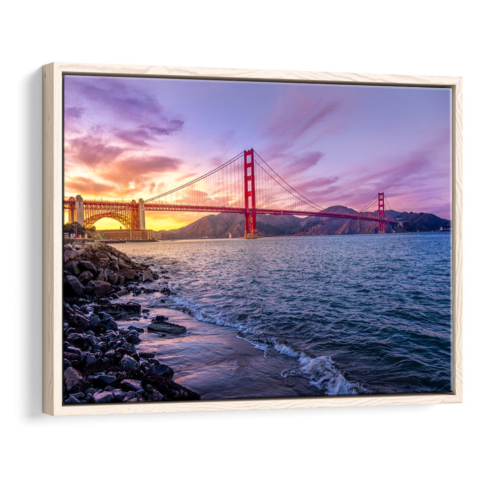 Golden Gate Bridge San Francisco Bay, Framed Canvas Prints Wall Art Home Decor,Floating Frame, Ready to Hang