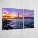 Golden Gate Bridge San Francisco Bay, Multi Panels, 5 Pieces B, Canvas Prints Wall Art Home Decor,X Large Canvas