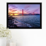 Golden Gate Bridge San Francisco Bay, Framed Canvas Prints Wall Art Home Decor,Floating Frame, Ready to Hang