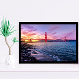 Golden Gate Bridge San Francisco Bay, Framed Art Prints Wall Art Home Decor, Ready to Hang