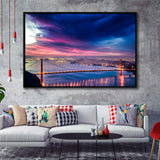 Golden Gate Bridge, Nightscapes, San Francisco, Usa Framed Canvas Prints Wall Art - Painting Canvas, Wall Decor,Floating Frame