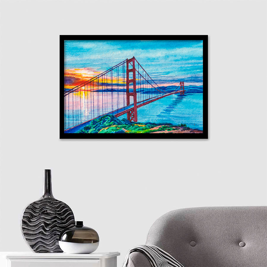 Golden Gate Bridge In San Francisco California Framed Wall Art - Framed Prints, Art Prints, Print for Sale, Painting Prints