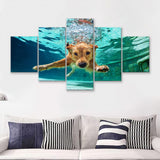Golden Labrador Retriever 5 Piece Canvas Prints Wall Art - Painting Prints, Wall Decor,Multi Panel