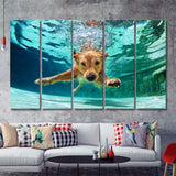 Golden Labrador Retriever 5 Piece Canvas Prints Wall Art - Painting Prints, Wall Decor,Multi Panels