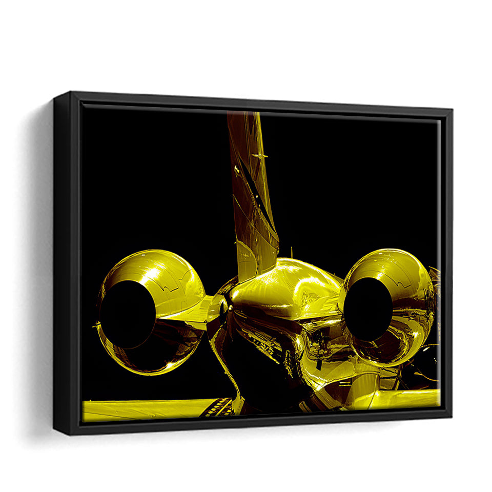 Golden Metallic Jet Framed Canvas Wall Art - Framed Prints, Canvas Prints, Prints for Sale, Canvas Painting