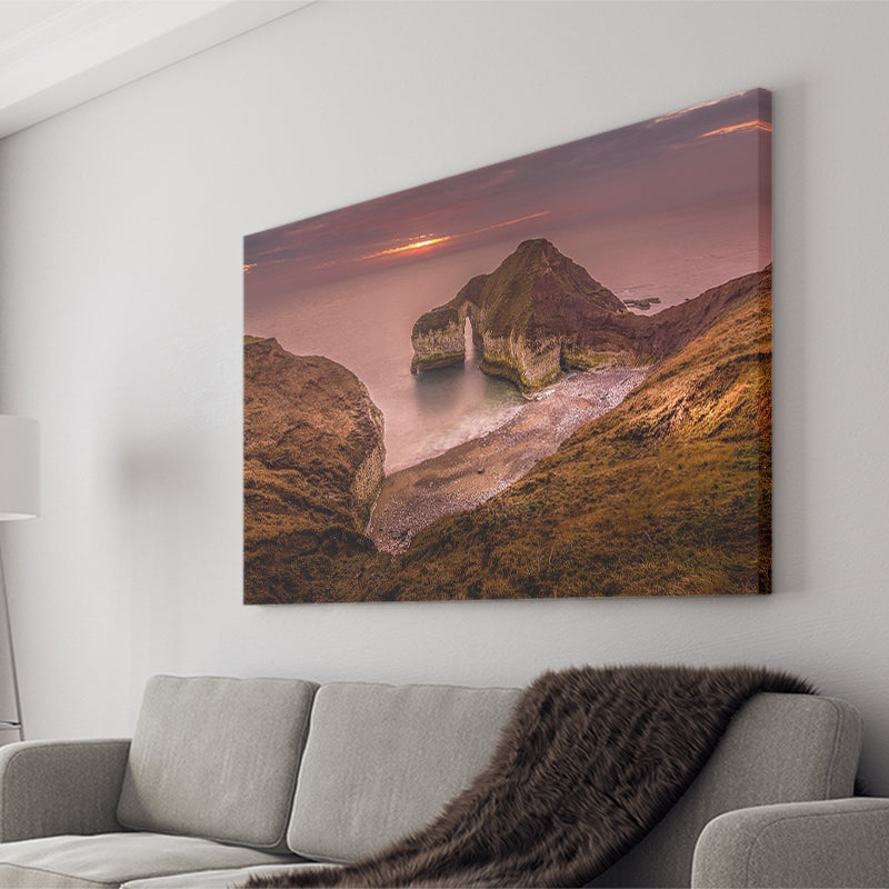 Golden Sunrise over the Sea, Rocky Sea Coast Canvas Nature Canvas Prints Wall Art Home Decor - Painting Canvas, Ready to hang