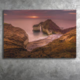 Golden Sunrise over the Sea, Rocky Sea Coast Canvas Nature Canvas Prints Wall Art Home Decor - Painting Canvas, Ready to hang