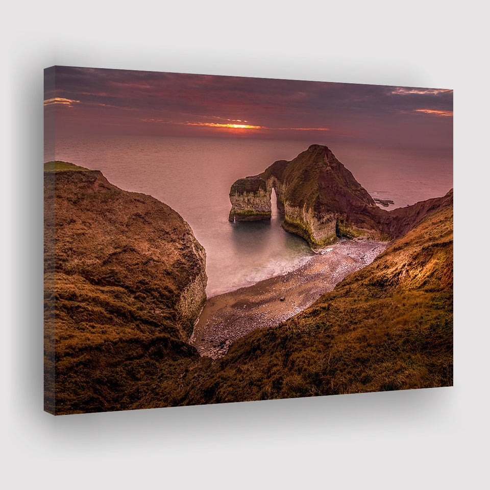 Golden Sunrise over the Sea, Rocky Sea Coast Canvas Nature Canvas Prints Wall Art Home Decor - Painting Canvas, Ready to hang