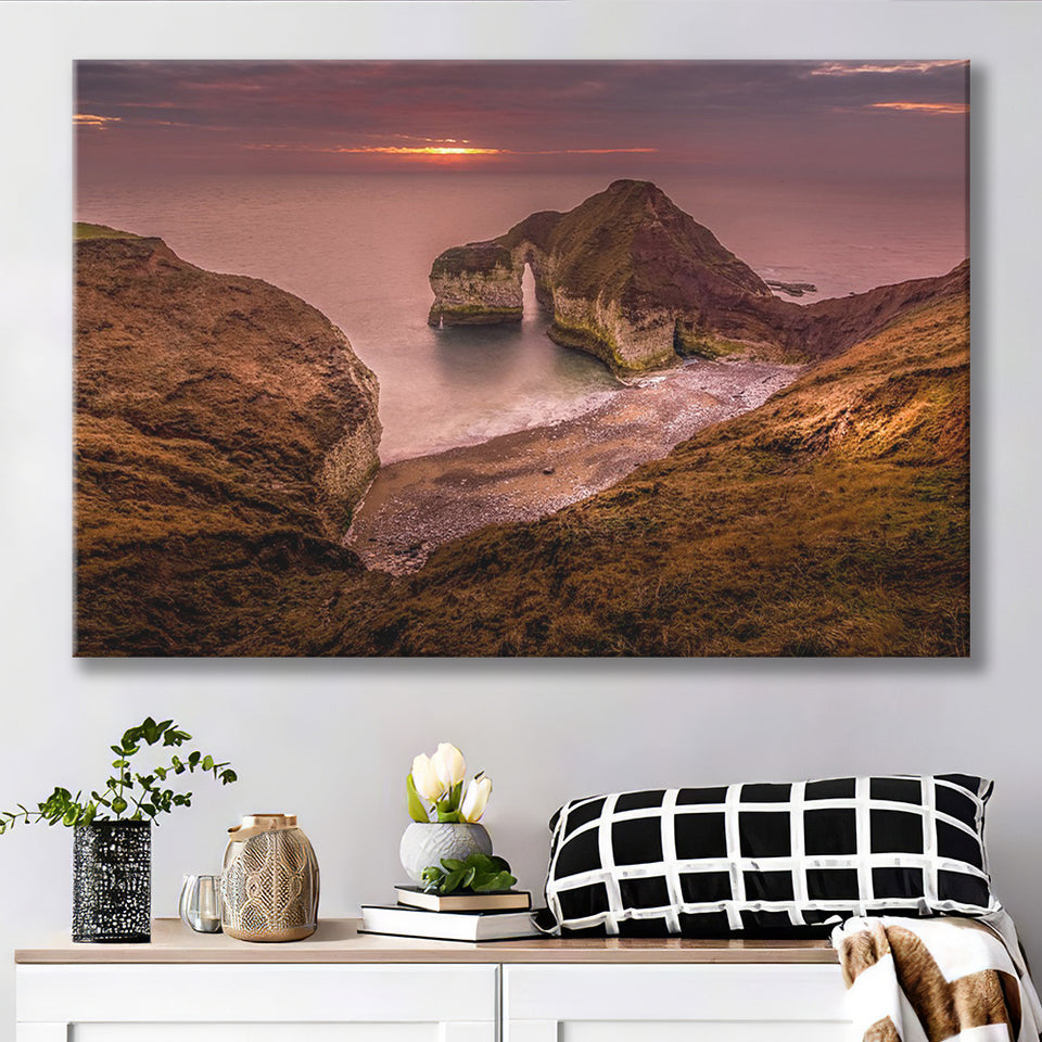 Golden Sunrise over the Sea, Rocky Sea Coast Canvas Nature Canvas Prints Wall Art Home Decor - Painting Canvas, Ready to hang