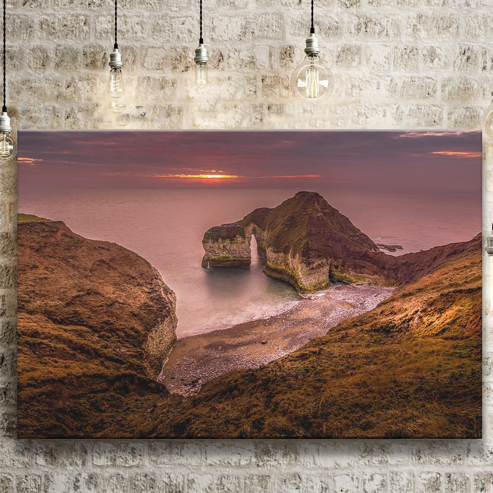 Golden Sunrise over the Sea, Rocky Sea Coast Canvas Nature Canvas Prints Wall Art Home Decor - Painting Canvas, Ready to hang