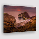 Golden Sunrise over the Sea, Rocky Sea Coast Canvas Nature Canvas Prints Wall Art Home Decor - Painting Canvas, Ready to hang