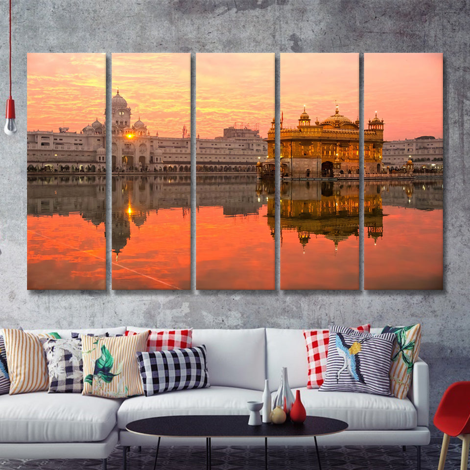 Golden Temple in Amritsar Punjab 5 Pieces Canvas Prints Wall Art - Painting Canvas, Multi Panels, Wall Decor