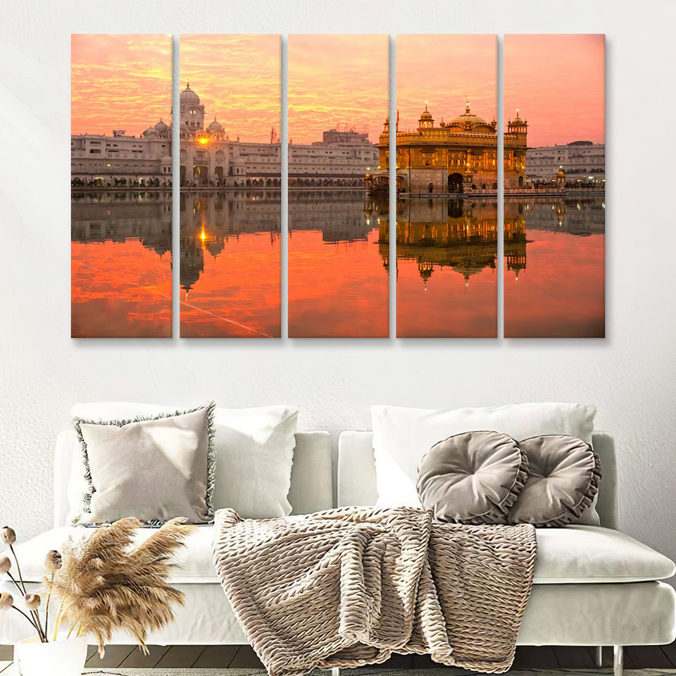 Golden Temple in Amritsar Punjab 5 Pieces Canvas Prints Wall Art - Painting Canvas, Multi Panels, Wall Decor