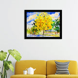 Golden Tree Flowers Framed Wall Art - Framed Prints, Art Prints, Print for Sale, Painting Prints