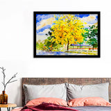 Golden Tree Flowers Framed Wall Art - Framed Prints, Art Prints, Print for Sale, Painting Prints
