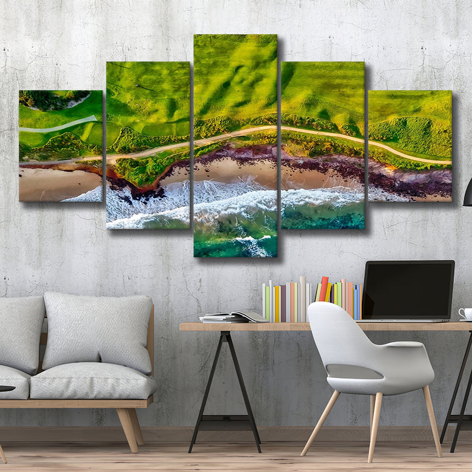 Golf Course By The Ocean, Golf Multi Panels,Canvas Prints Wall Art Home Decor