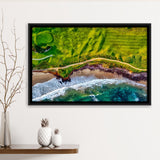 Golf Course By The Ocean, Golf Framed Canvas Prints Wall Art Decor, Black Floating Frame