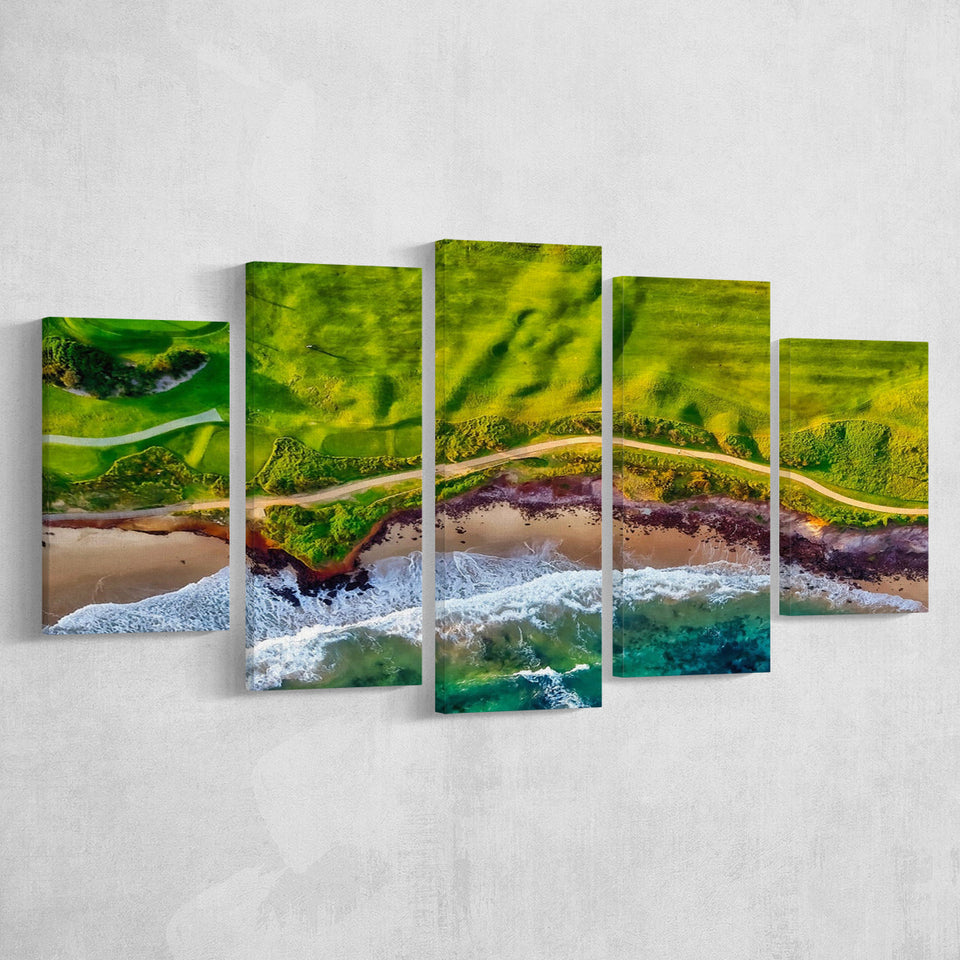 Golf Course By The Ocean, Golf Multi Panels,Canvas Prints Wall Art Home Decor