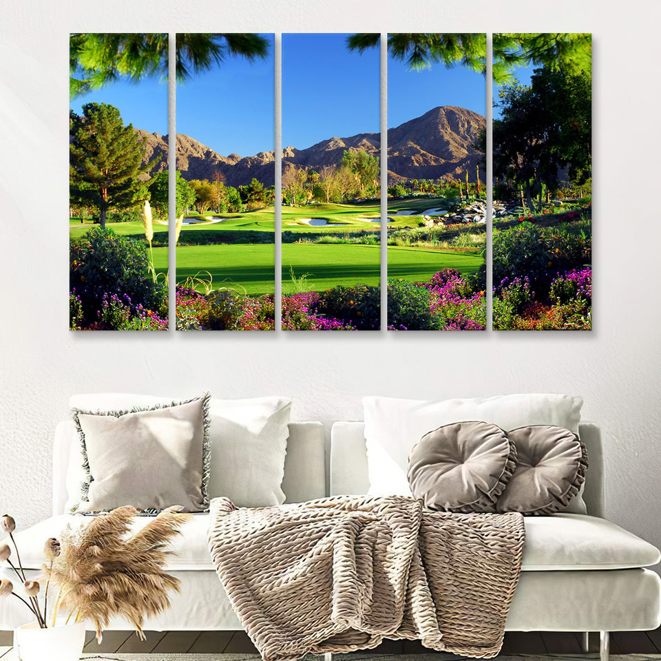 Golf Course Landscape Beautiful 5 Pieces B Canvas Prints Wall Art - Painting Canvas, Multi Panel