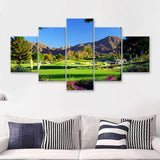 Golf Course Landscape Beautiful 5 Pieces Canvas Prints Wall Art - Painting Canvas, Multi Panel