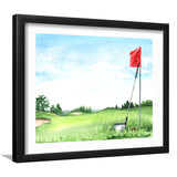 Golf Club With Ball And Flag Framed Wall Art - Framed Prints, Art Prints, Home Decor, Painting Prints