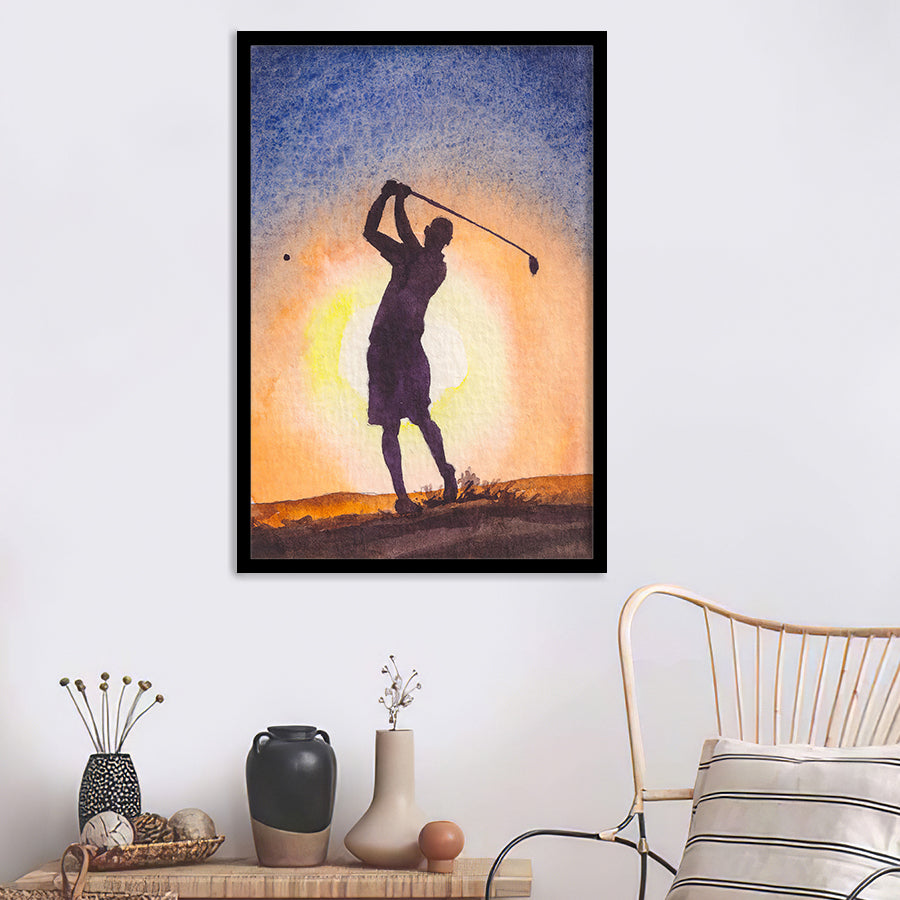 Golf Player On The Course Framed Wall Art - Framed Prints, Print for Sale, Painting Prints, Art Prints