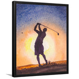 Golf Player On The Course Framed Wall Art - Framed Prints, Print for Sale, Painting Prints, Art Prints